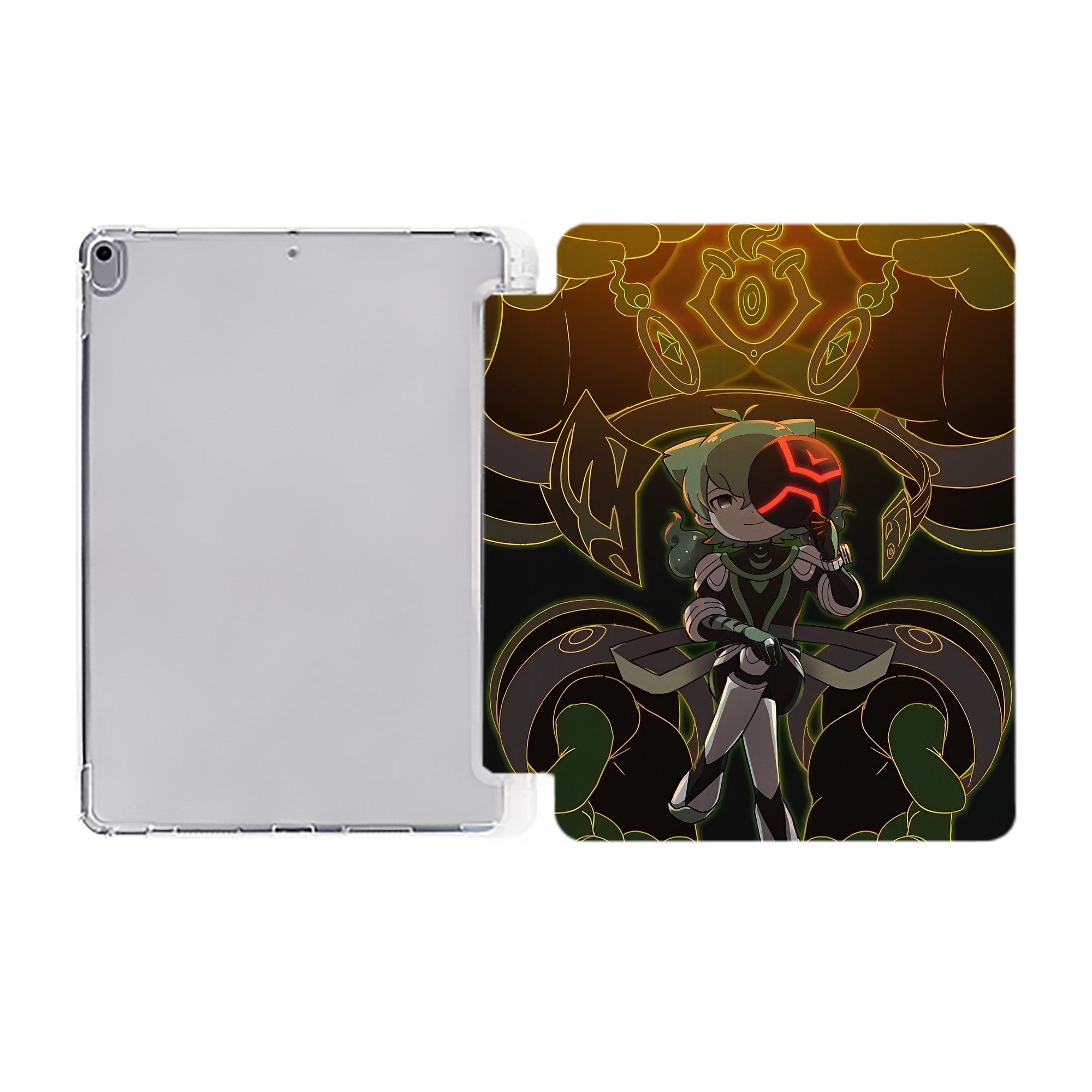 （画像用） 妖怪ウォッチ Yo-kai Watch IPad ケース ペン収納付き 三つ折りスタンド PUレザー×シリコン 対応機種9.5/10.5/10.9インチ